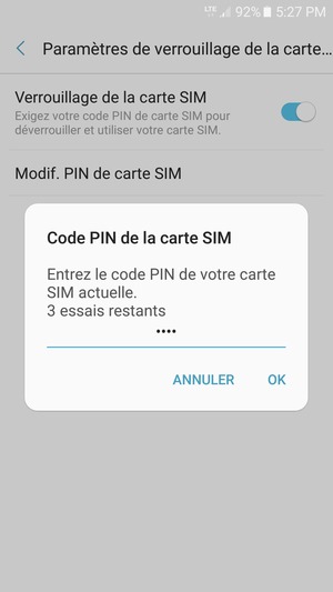 Saisissez votre Code PIN de la carte SIM actuelle et sélectionnez OK