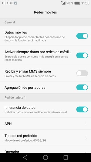 Activar o desactivar Itinerancia de datos