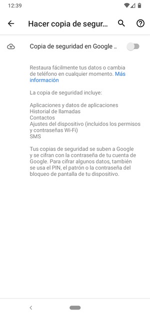 Active Copia de seguridad en Google...