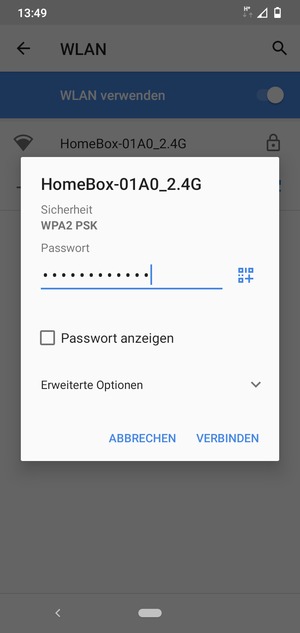 Geben Sie das WLAN-Passwort ein und wählen Sie VERBINDEN