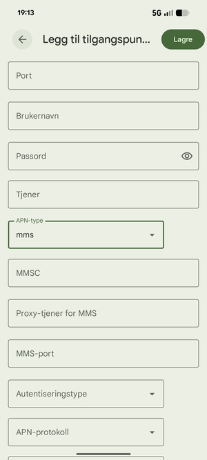 Bla ned og skriv inn MMS-informasjon