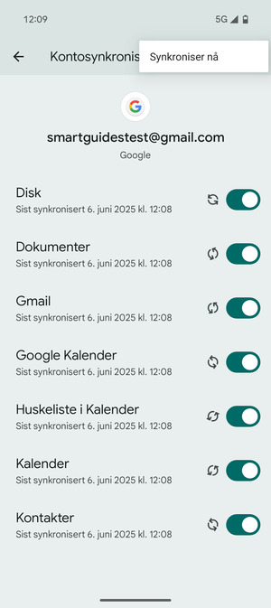 Velg Synkroniser nå