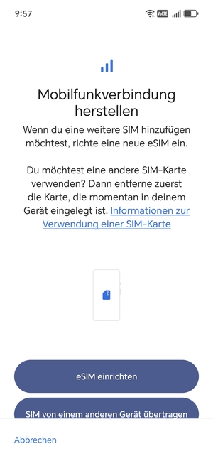 Wählen Sie eSIM einrichten