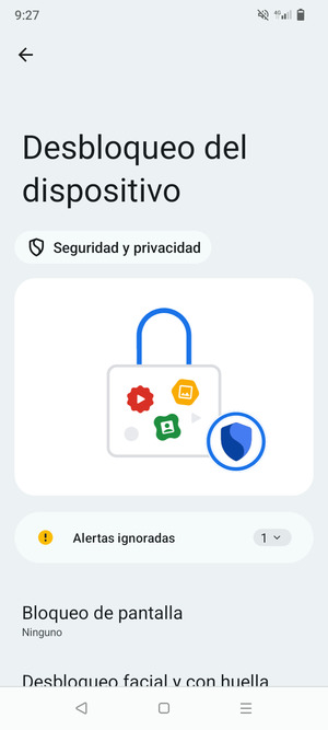 Seleccione Bloqueo de pantalla