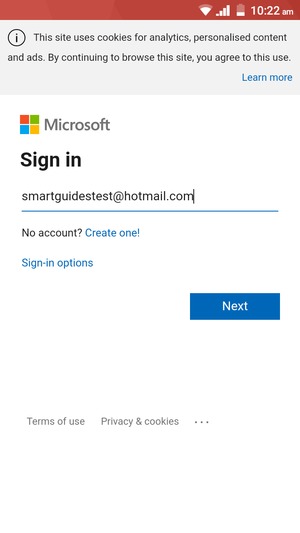 Enter your Email address and select Next