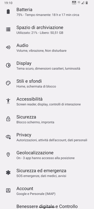 Scorri e seleziona Sicurezza