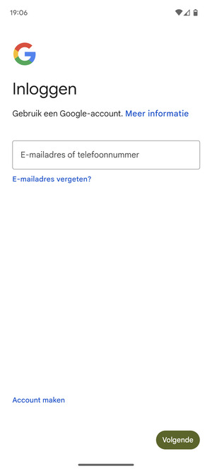 Voer uw e-mailadres in en selecteer Volgende