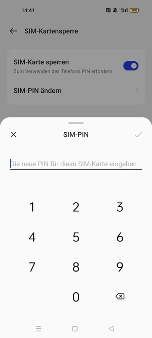 Geben Sie Ihre Neue PIN für die SIM-Karte ein und wählen Sie OK