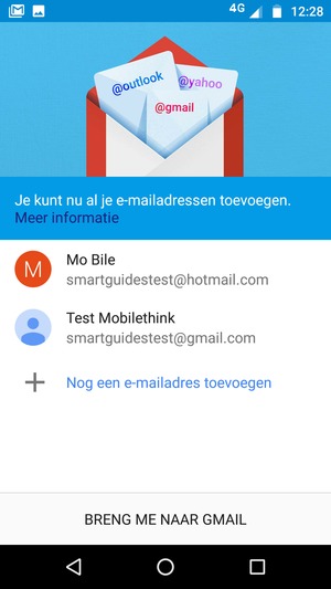 Selecteer BRENG ME NAAR GMAIL