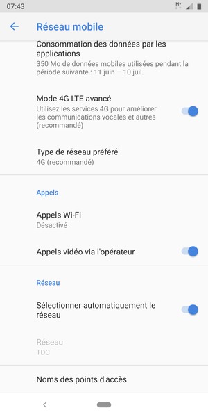 Faites défiler et sélectionnez Noms des points d'accès