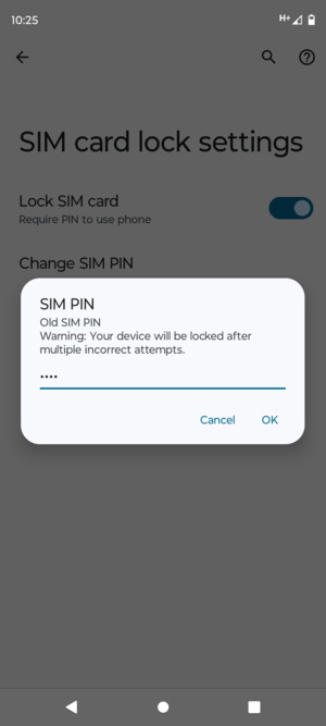 Enter your Old SIM PIN and select OK