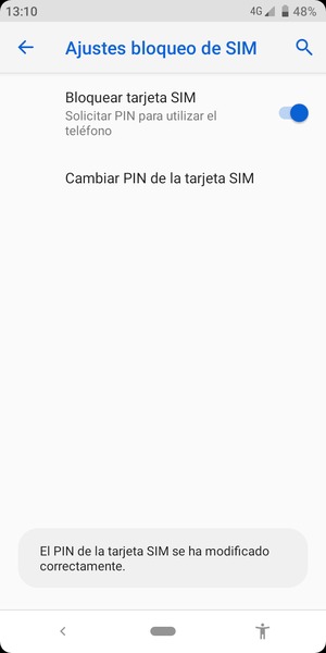 Su PIN de la tarjeta SIM ha sido cambiado