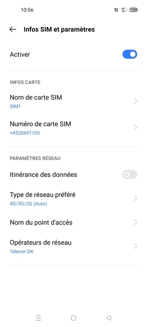Sélectionnez Type de réseau préféré