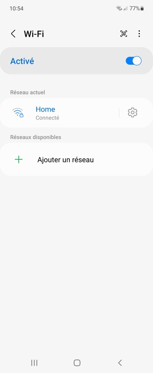 Vous êtes maintenant connecté au réseau Wi-Fi