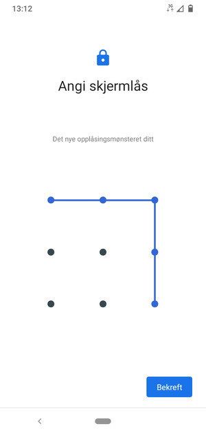 Tegn opplåsingsmønsteret igjen og velg Bekreft