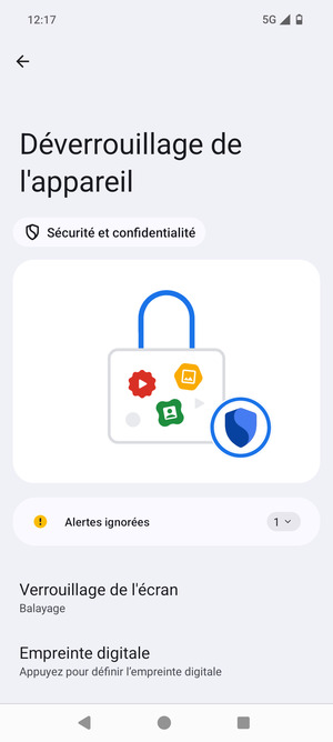 Sélectionnez Verrouillage de l'écran