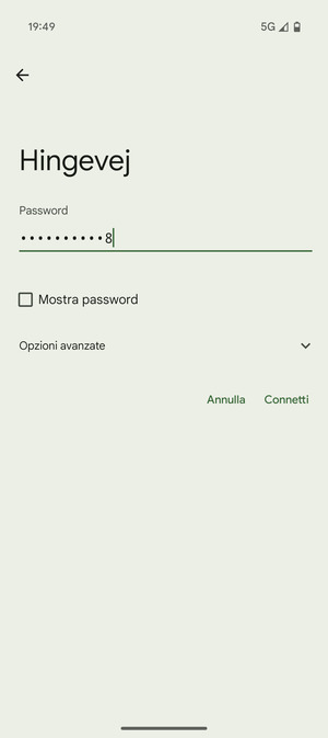 Inserisci la password del Wi-Fi e seleziona Connetti