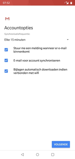 Selecteer VOLGENDE