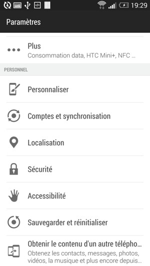 Sélectionnez Comptes et synchronisation