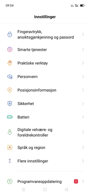 Bla til og velg Sikkerhet