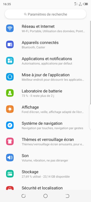Sélectionnez Réseau et Internet