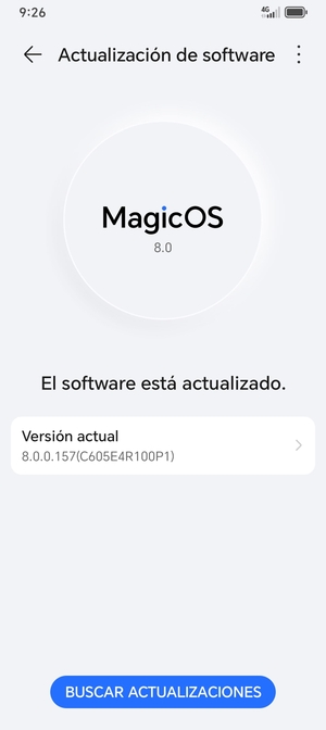 Si su teléfono está actualizado, verá la siguiente pantalla
