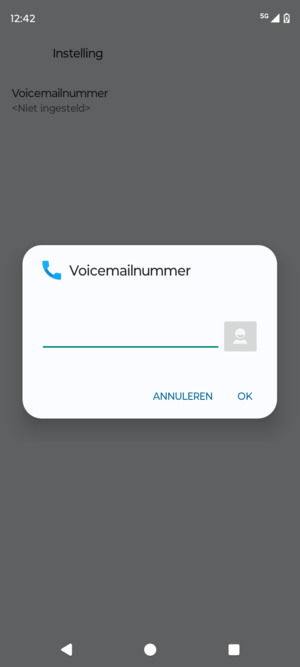 Voer het Voicemailnummer in en selecteer OK
