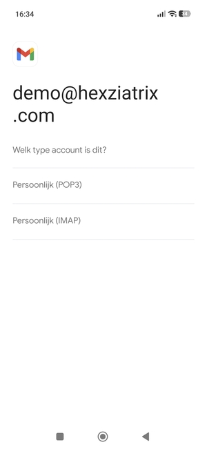 Selecteer Persoonlijk (POP3) of Persoonlijk (IMAP)