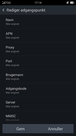 Indtast internet-oplysninger