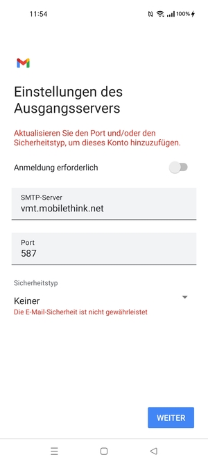 Wählen Sie WEITER