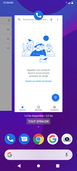 Sélectionnez TOUT EFFACER pour fermer toutes les applications en cours d'exécution