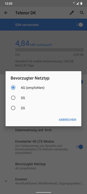 Wählen Sie die gewünschte Option