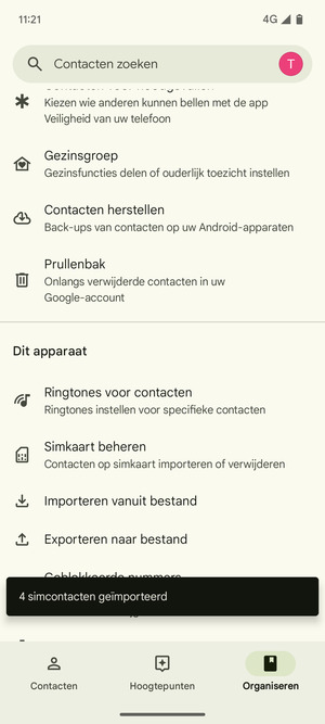 Uw contactpersonen worden opgeslagen naar uw Google-account en naar uw telefoon de volgende keer dat Google gesynchroniseerd wordt.
