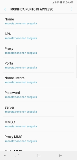 Inserisci le informazioni di Internet