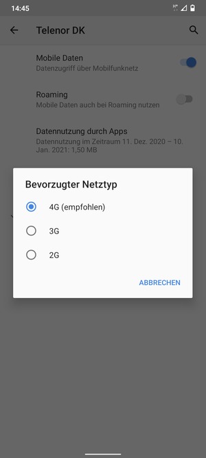 Wählen Sie die gewünschte Option