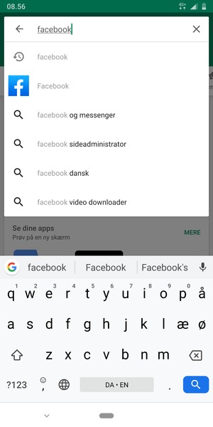 Indtast navnet på appen og vælg Søg