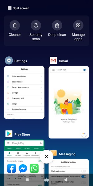 Select the Delete icon to close all running apps