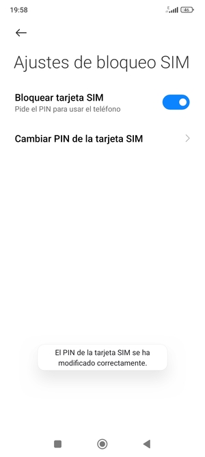 Su PIN de la tarjeta SIM ha sido cambiado