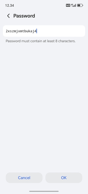 Enter a Wi-Fi hotspot password of at least 8 characters and select OK
