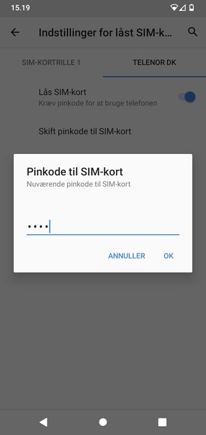 Indtast din nuværende pinkode til SIM-kort og vælg OK
