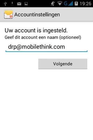 Geef uw account een naam en selecteer  Volgende