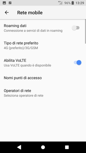 Seleziona Tipo di rete preferito
