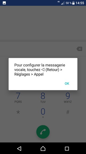 Si votre messagerie vocale n'est pas configurée, sélectionnez OK