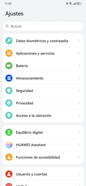 Desplácese y seleccione Seguridad