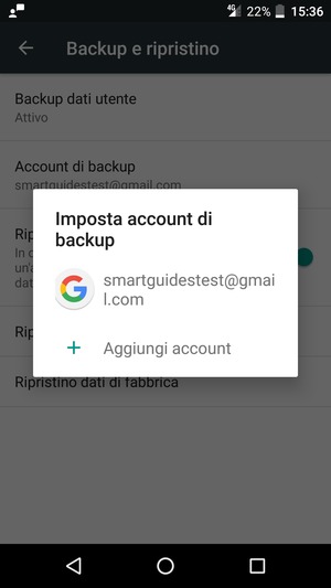 Seleziona il tuo account di backup