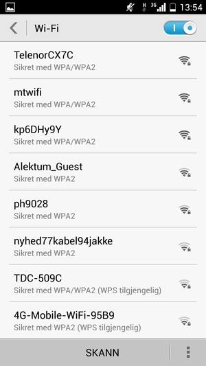 Velg det trådløse nettverket du vil koble til