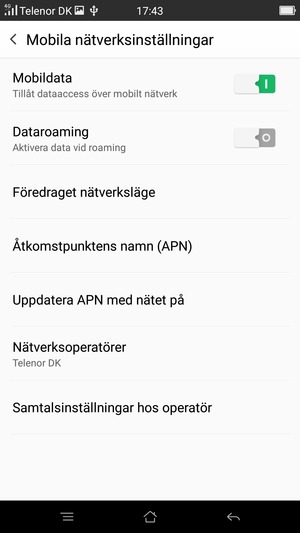 Välj Föredraget nätverksläge