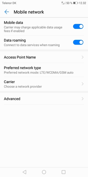 Turn Data roaming on or off