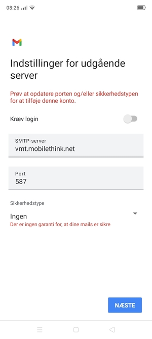 Vælg NÆSTE