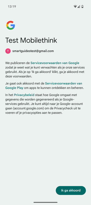 Selecteer Ik ga akkoord